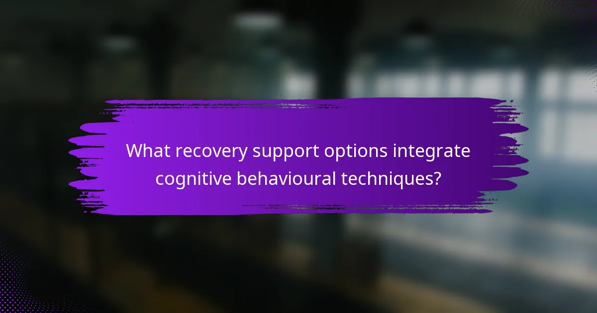 What recovery support options integrate cognitive behavioural techniques?