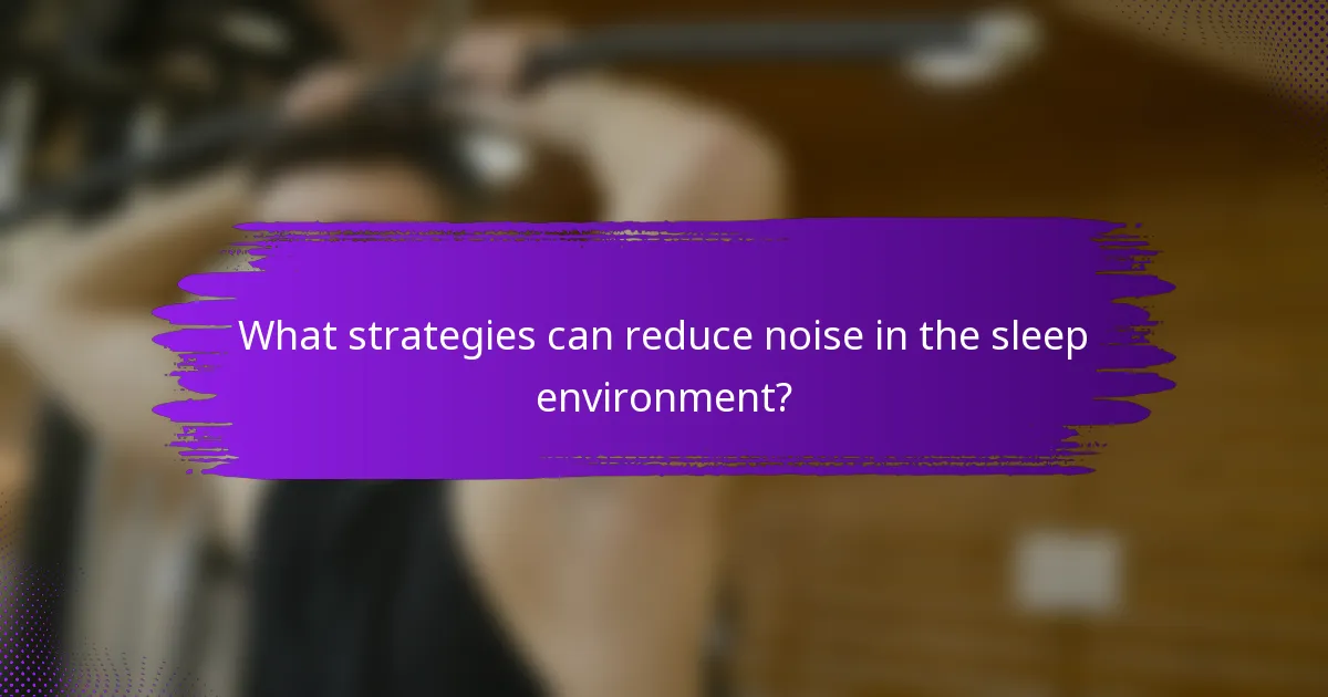 What strategies can reduce noise in the sleep environment?